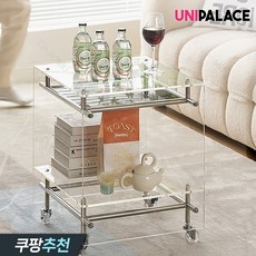 유니팰리스 미드센츄리 모듈 아크릴 사이드 테이블 거실 쇼파 디자인 탁자 미니 티테이블, 투명 - 미라지가구