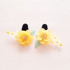 BEEU 비유 노랑 매화꽃핀 세트 한복 장신구 머리핀 2개 1SET