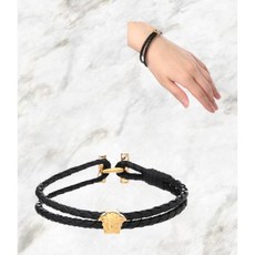 베르사체 VERSACE MEDUSA BRAIDED LEATHER BRACELET 1010481 1A00637 1B00V 메두사 가죽 팔찌 1059779