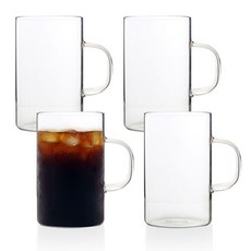 Bestra 홈카페 내열유리 머그컵 540ml, 투명, 4개 투명, 4개
