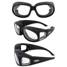 Global Vision Outfitter 패딩 오토바이 안전 선글라스 3쌍 Z87.1 김 서림 방지 오버더글라스 블랙 프레임 투명 스모크 및 드라이빙 미러 렌즈 포함, Global Vision Outfitter 패딩 오토바