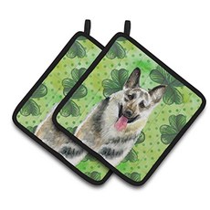 캬로라 보물 BB9823PD 동유럽 목자 세인트 패트릭 Pot Holders 7.5hx7.5W 다색 (Multicolor East-European Shepherd), 본상품, 본상품