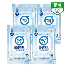 깨끗한나라 페퍼민트 쿨링 데오시트 물티슈 휴대 10매 x 4팩, 4개