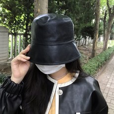 쓰리타임 / 가죽 레자 레더 벙거지 모자