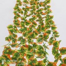모조 푸른 나잎 덩굴 장식 가짜 나뭇잎 푸른 덩굴 난방수 배관 에어컨 휘감는 플라스틱 꽃덩굴, 99리프레드리치(5), 1개