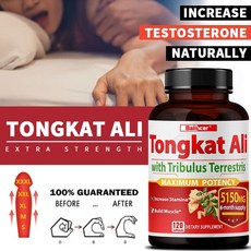 슈퍼 통캇 알리 캡슐 - 최대 근력 Ashwagandha Tribulus Terrestris 남성 및 여성용 인삼 - 에너지 근력 성기능 향상 성기능 향상 성기능 향상, 1박스, 60정