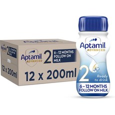영국직송 Aptamil Advanced 2 Follow On 베이비 밀크 6-12 Months 200 ml (팩 of 12) 압타밀, 200ml, 3박스