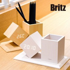 브리츠 콜튼 BZ-EW547 펜꽂이 LED 탁상 연필꽂이 디지털 알람 시계 선물 탁상시계, 화이트