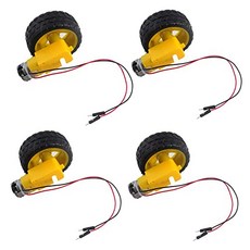 DIYMALL TT 모터가있는 납 DC 3-6V 전송 모터 1:48 200RPM 타이어 휠 Arduino 스마트 자동차 2Pin 양 연결 와이어 (2 2 2 2 모터 2 라운드), 본상품