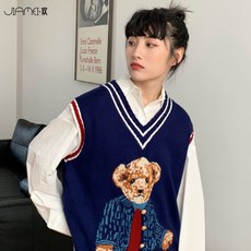다소미얼 Nov.26 73번 곰돌이 니트 여 추장 루즈핏 니트 상의 가을겨울 레이어드Z