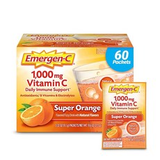 Emergen-C 1000mg 비타민 C 파우더 오렌지 맛 60개입, 60개, 9.1g - 바르는비타민c가루