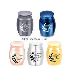 애완동물장례 화장 항아리 유골 홀더 유품 알루미늄 합금 기념 유골 유골 재를위한 장례 유품-당신의 날개는 준비 되었습니까, 20 PC 세트, 중국, 색상-실버