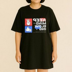 남녀공용 빅사이즈 그래픽 커플티 프린팅 티셔츠 210g, 본상품