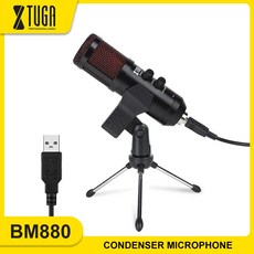 XTUGA USB 콘덴서 마이크 USB 팟 캐스트 마이크 Vlog YouTube 라이브 스트리밍 게임용 모니터 및 에코 효과 내장|마이크|, 1개, 러시아, Black