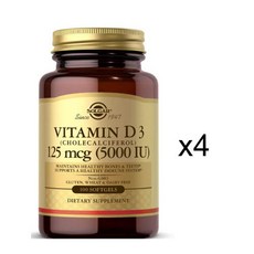 솔가 비타민 D3 (콜레칼시페롤) 5000IU 100소프트젤, 100개입, 4개