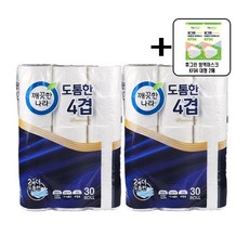 깨끗한나라 도톰한 데코 화장지(천연펄프 4겹) 25M x 30롤 + 휴그린 KF94 마스크, 2팩