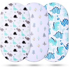 Momcozy Universal Bassinet Sheets for Boys 100% 숨 쉴 수 있는 코튼 시트 세트 3팩 대부분의 Bassinet Pad/Mattress Like, 단일옵션