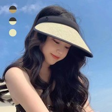 파르떼 여자 썬캡 라탄 모자 자외선 햇빛 차단 가리개