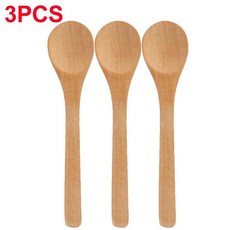 긴 손잡이 나무 숟가락 커피 우유 꿀 티스푼 향신료 조미료 스푼, 1개, 4.3pcs
