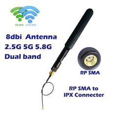안테나 야외 듀얼 밴드 WiFi 20cm U.FL IPEX-RP SMA 피그 테일 2.4GHz 5GHz 5.8GHz for FPV UAV Drone 케이블 무선 라우터 증폭기, 검정