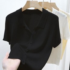 미라크 여성 비스코스 카라 반팔 니트 가디건