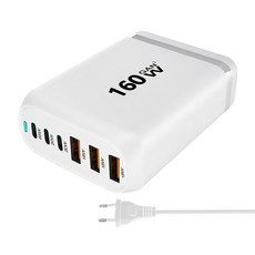 RUN기술 어댑터 멀티 충전기 USB 5포트 초고속 120-160W 160w 1개 화이트