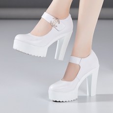 소프트 소가죽 치파오 모델 슈즈 여 미끄럼 방지 라운드 가보시 플랫폼 프로 워킹화 여 단화