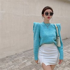 퐁순싸롱 라운드 퍼프 벌룬 루즈핏 숏 크롭 니트 SY