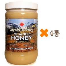 웨스턴세이지 캐나다 석청 빙하 꿀 허니 1kg+정품보증서 캐나다 직배송, 4통, 1KG