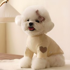 댕미오 강아지 순면 내복 실내복 잠옷, 1개, 크림베이지