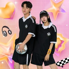 카라 풋볼져지 블랙 남여공용 블록코어 축구반티