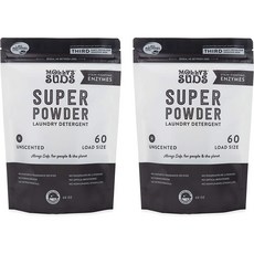 Molly's Suds 몰리스서즈 슈퍼 파우더 세탁세제 무향 60oz(1.7kg) 2개 Super Powder Detergent Sensitive Skin