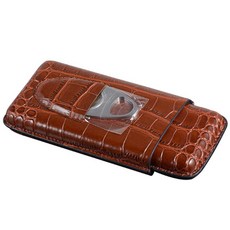 1pcs 가죽 시가 케이스 3 튜브 여행용 휴평기 커터 흡연 연기 시가 박스, Brown, 1개