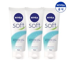 니베아 소프트 리프레싱 모이스처라이징 크림, 75ml, 3개
