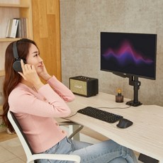 카멜마운트 27인치 32인치 2단암 싱글모니터암 고중량 사무실 USB 높이조절 각도조절 가능 32인치 싱글모니터암/블랙 1개
