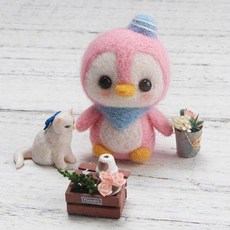 뉴타임즈20 미니어쳐 DIY 양모펠트 지세트 재료가방 만들기 손으로 인형고양이 새끼동물 걸이용 열쇠단추 도구 XT35 A32, 04 QEBB, 1개