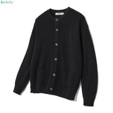 KNITTED 안티필링 볼륨 와플 가디건 BLACK