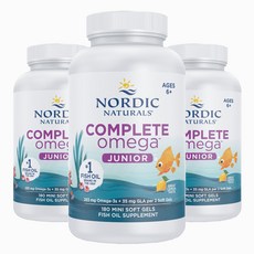 노르딕내츄럴스 컴플리트 주니어 어린이 오메가-3 283mg + GLA 35mg 레몬 미니 소프트 젤, 180개입, 3개, 180정
