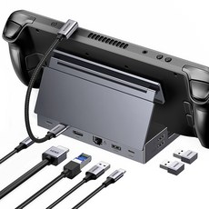 UGREEN 유그린 9포트 USB3.2 C타입 스팀덱 독 도킹 스테이션 게임기용 접이식 거치대 |삼성덱스 맥북 호환|HDMI2.0 4K60Hz|10Gbps|기가비트|로그 앨리 호환, 1개, Grey