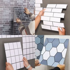 헌컴퍼니 접착식 3D 벽타일 스티커 4타입, 10개, 블루허니비