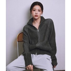 [마리떼] MARITHE FRANCOIS GIRBAUD COLORED RIBBED ZIPUP CARDIGAN charcoal