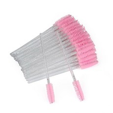 G2PLUS 100PCS 일회용 속눈썹 브러쉬 마스카라 원즈 어플리케이터 메이크업 키트 연장 및 눈썹용 스풀리 로즈, 100PCS White + Pink