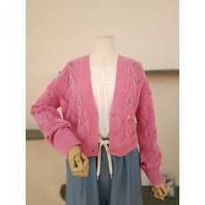 [써스데이아일랜드] 플로럴 아가일 V넥 가디건 T234ACD242W