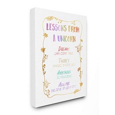 Stupell Industries Lessons from A Unicorn Rainbow Gold Kids Nursery Word Design by Artist Ziwei L, Canvas, 16x20