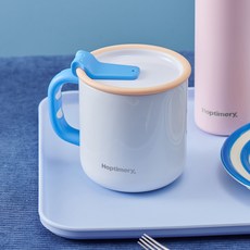세라믹 텀블러 머그 스텐 진공 손잡이, 1개, 444ml, 블루 1개, 블루