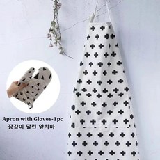 얼룩 방지 주방 앞치마 장갑 절연 전자 레인지 요리 베이킹용, 4.B-Apron with Glo.., 1개