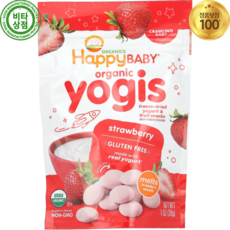 해피패밀리 오가닉 아기과자 아이간식 건조 과일 요거트 과일스낵 딸기 28g Yogis Strawberry, 1개