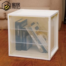 플라스틱수납장 플라스틱 책 수납장 전오픈식 투명 책장 앨범 문열기 수납상자 테이블위 먼지방지, C01-홑겹(38넓이 X30깊이 X38높이), T02-투명 유백색