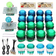 211362 / DIY 조이스틱 아케이드 키트 20 개의 LED 아케이드 버튼이있는 2 명의 플레이어 + 2 개의 조이스틱 + 2 개의 USB 인코더 키트 + 케이블 아케이드 게임, 삼, 러시아