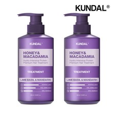 쿤달 허니 앤 마카다미아 단백질 트리트먼트 아로마 에디션 라임바질앤만다린 500ml x2개, 단품, 단품